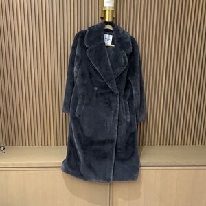 Abercrombie Grey Faux Fur Coat XS